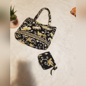 Vera Bradley Black and Yellow Floral Bag Set